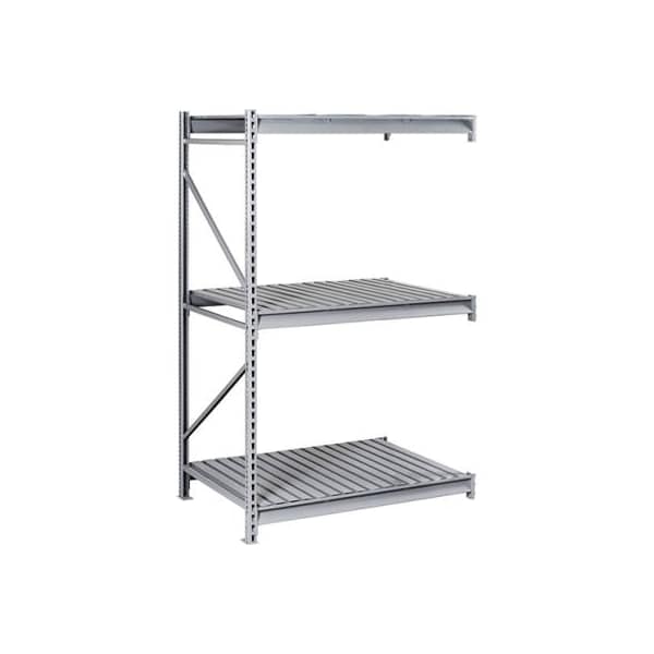 Tennsco Bulk Storage Rack - 48"W x 36"D x 120"H - Add-On - 3 Shelf Levels - Steel Deck - Light Gray BU-4836120CA-LGY - main